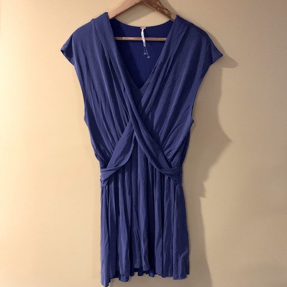 Free people purple wrap mini dress new without tags - Picture 1 of 2